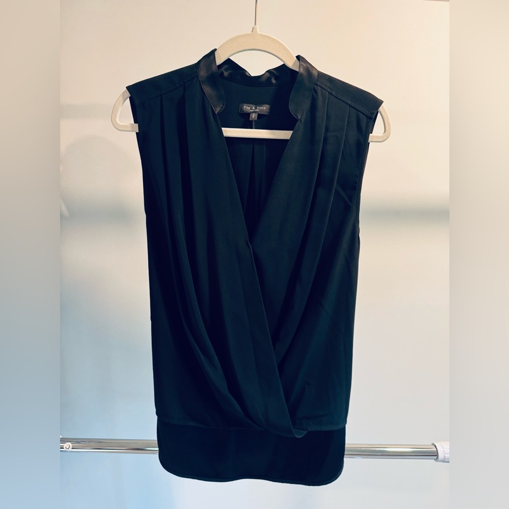 Rag & Bone Black Satin Top